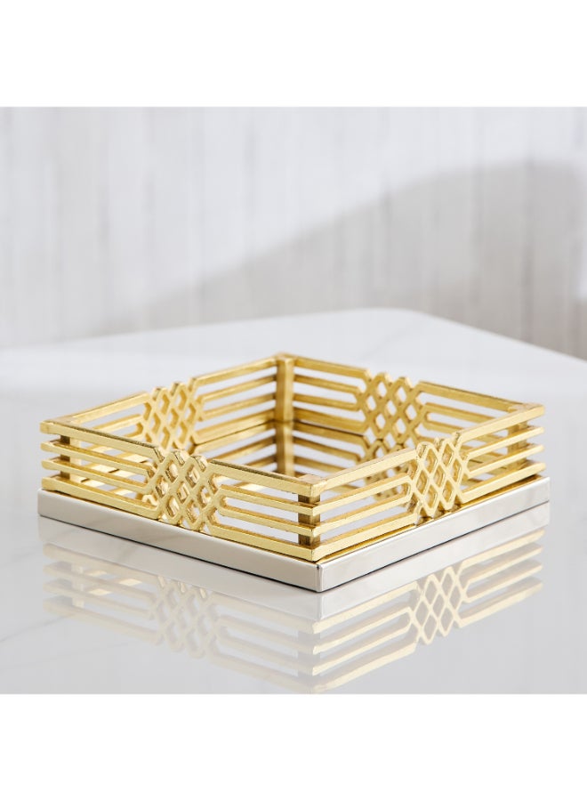 Home Box طبق مربع زخرفي باللون الذهبي - Image 1